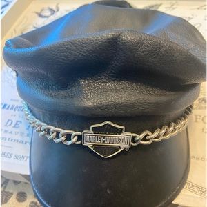 Vintage Harley Davidson leather chain hat